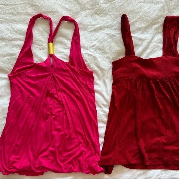 Fuchsia & Dark red sleeveless tops - Picture 2 of 7